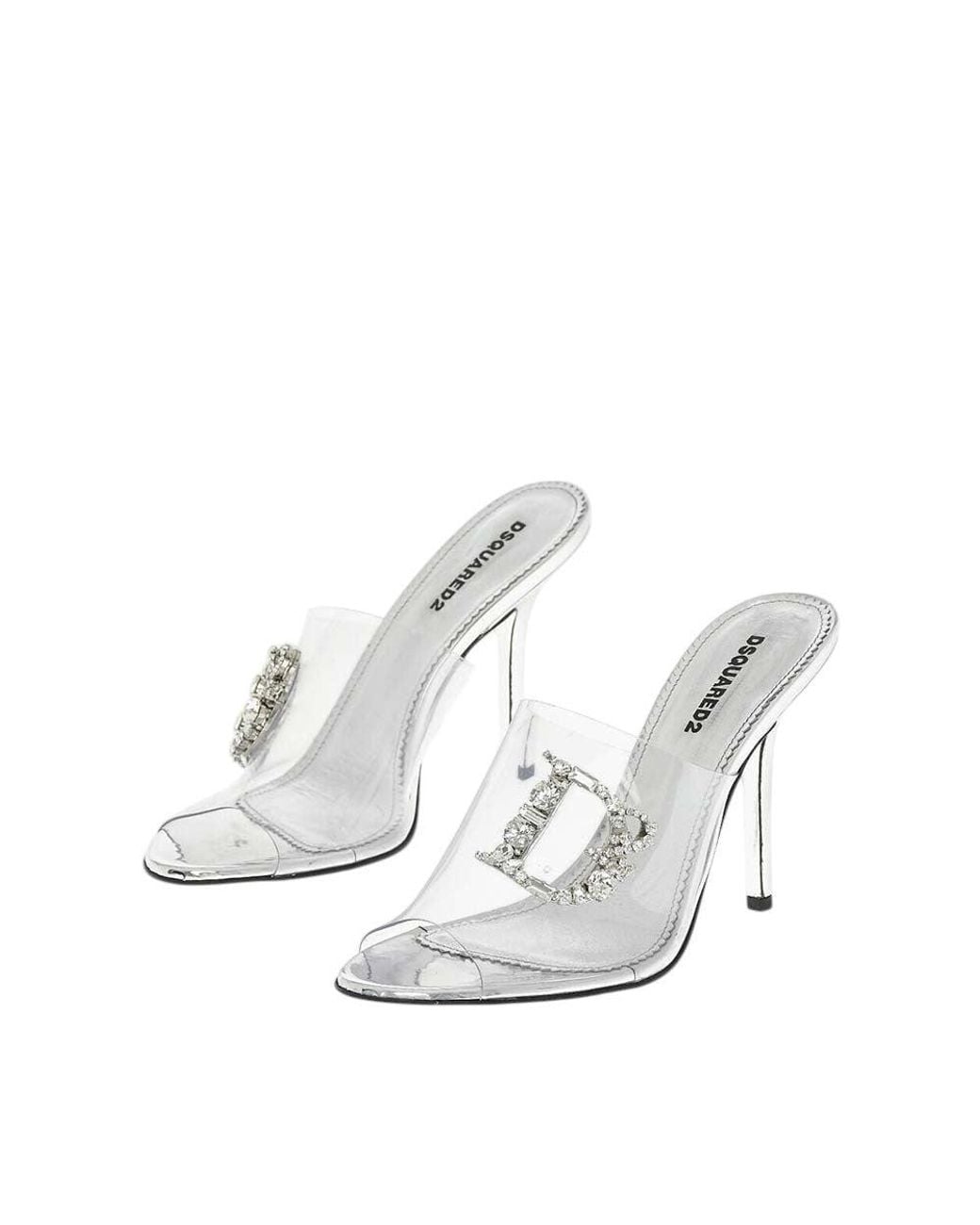 DSquared² White Embellished Transparent Heels