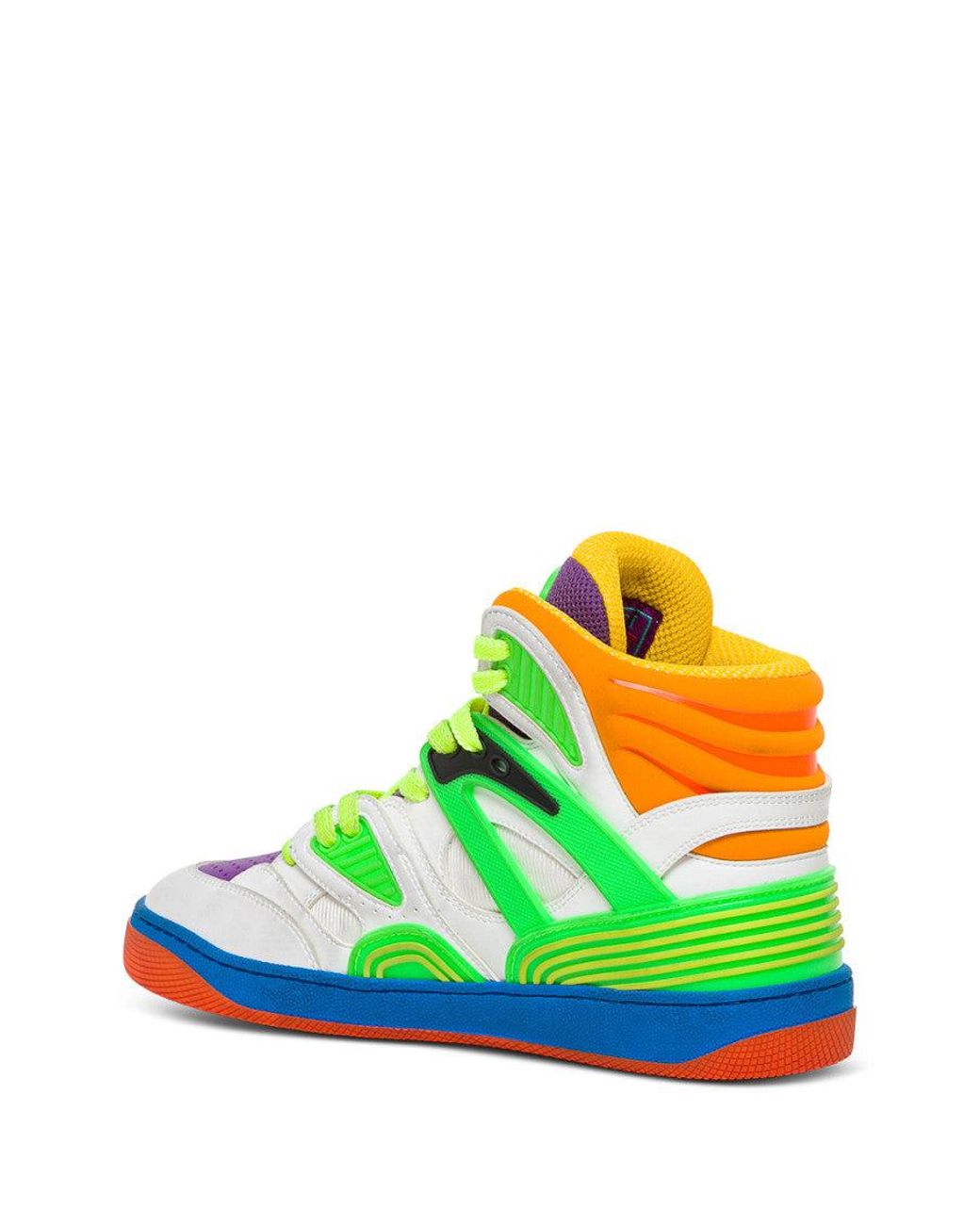 Gucci Multicolor Basket Faux-leather And Mesh High-top Trainers