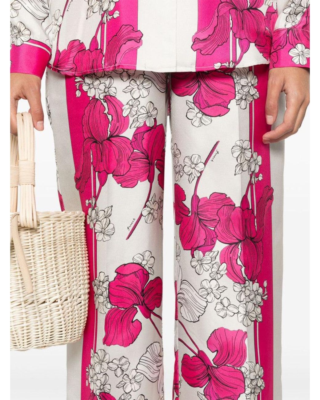 P.A.R.O.S.H. Pink Relaxed Floral Print Serenella Trousers