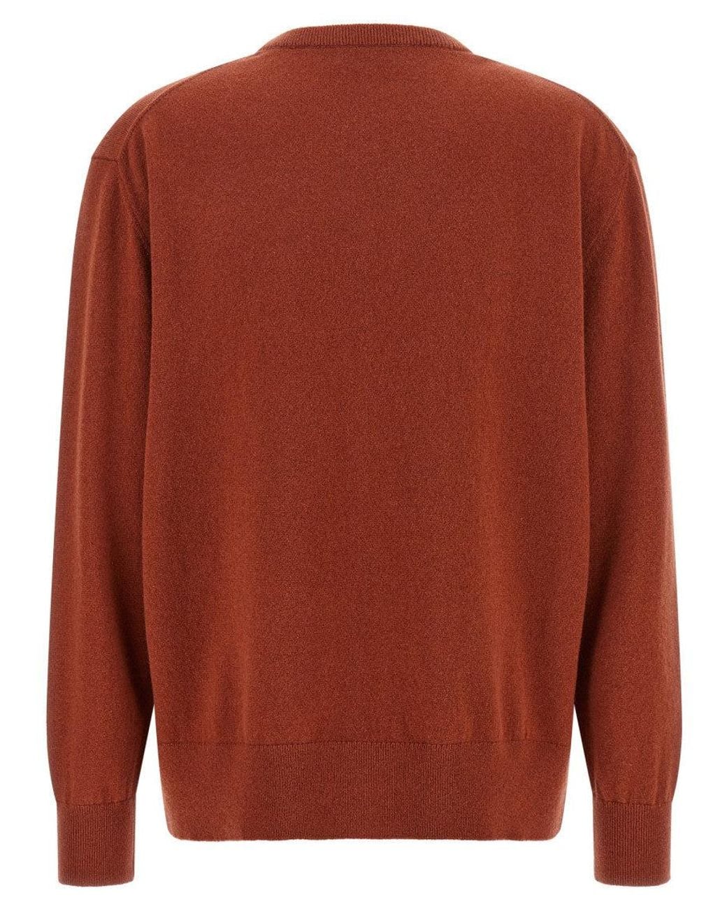 Dries Van Noten Brown Rust Solid V Neck Sweater