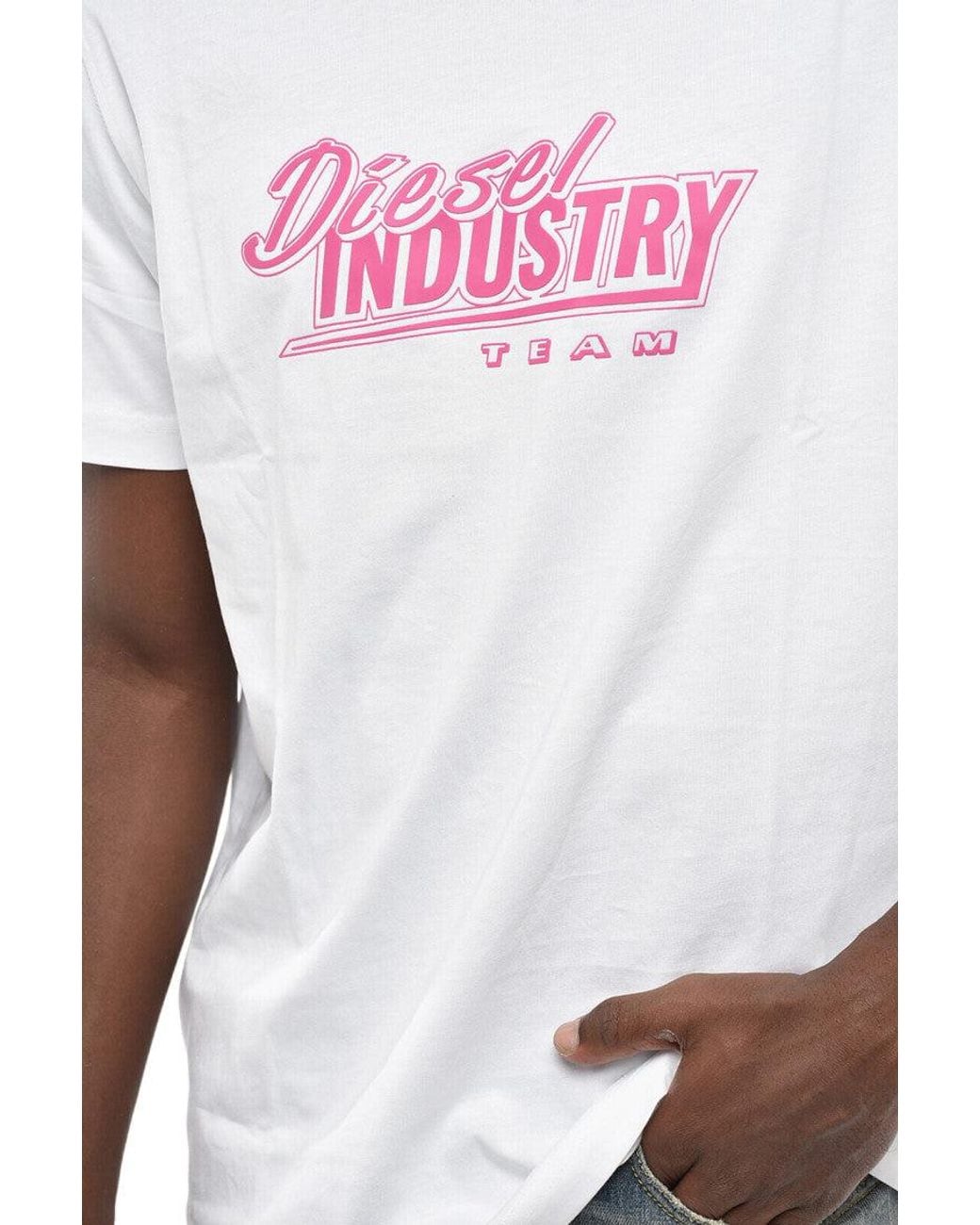 DIESEL White Graphic Logo T-Shirt for men