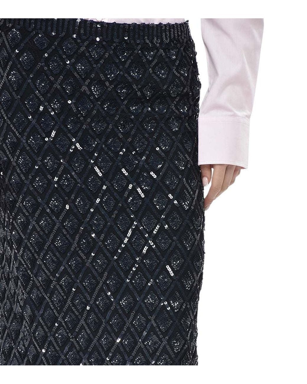 P.A.R.O.S.H. Black Embellished Midi Skirt