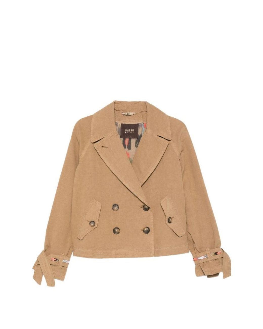 Bazar Deluxe Natural Notched Lapels Double Breasted Jacket