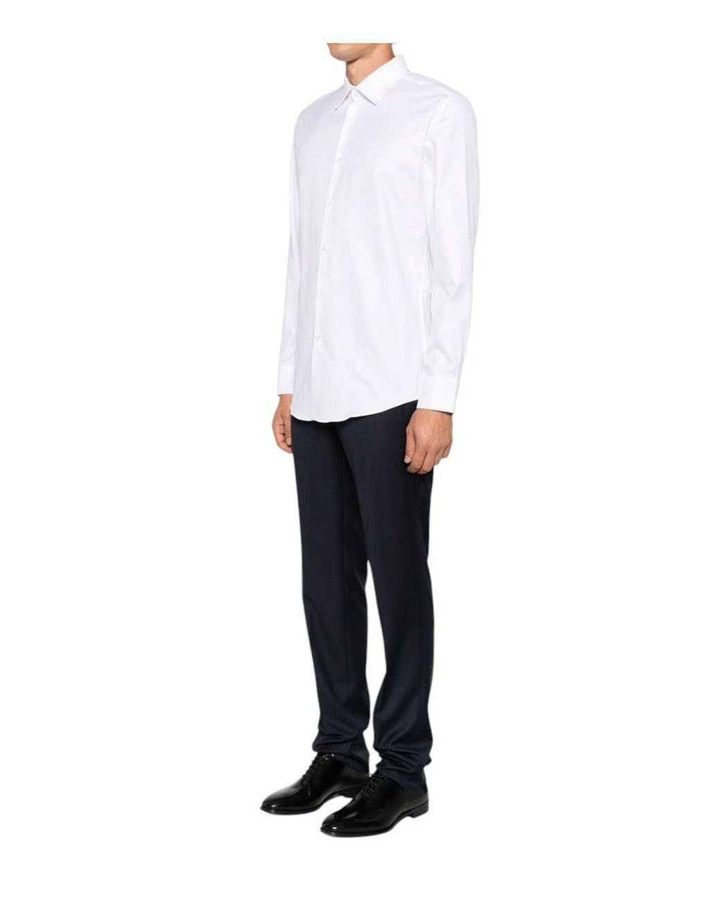 Boss White Slim Solid Shirt for men