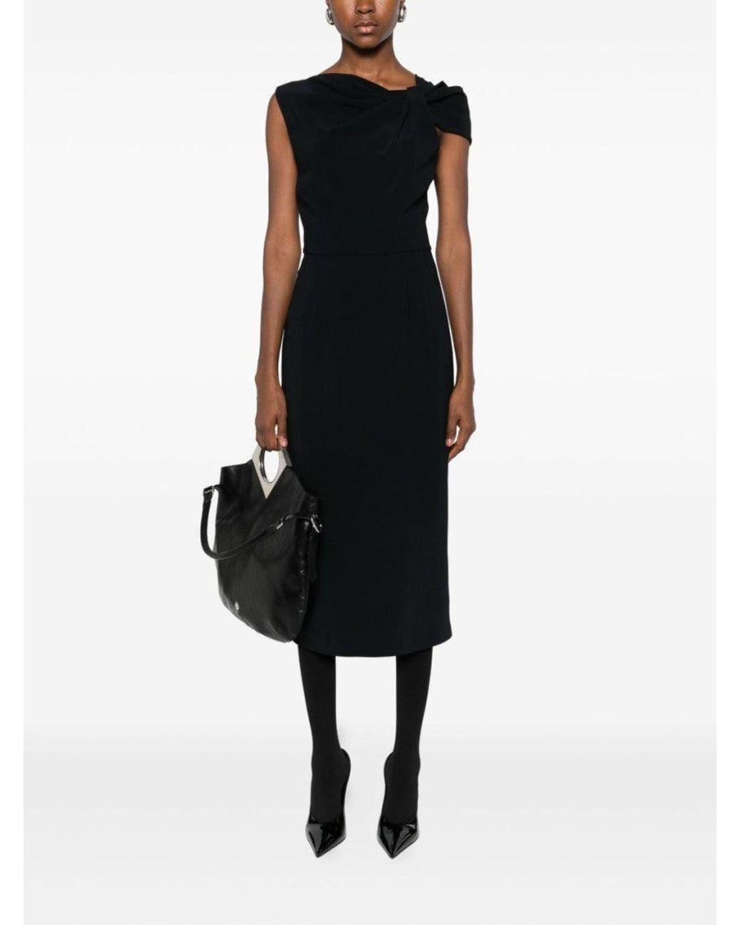 Givenchy Black Draped Midi Dress