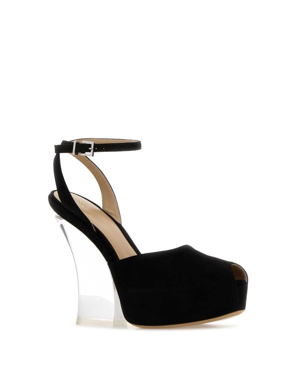 Fendi Black Suede Ankle-Strap Heels