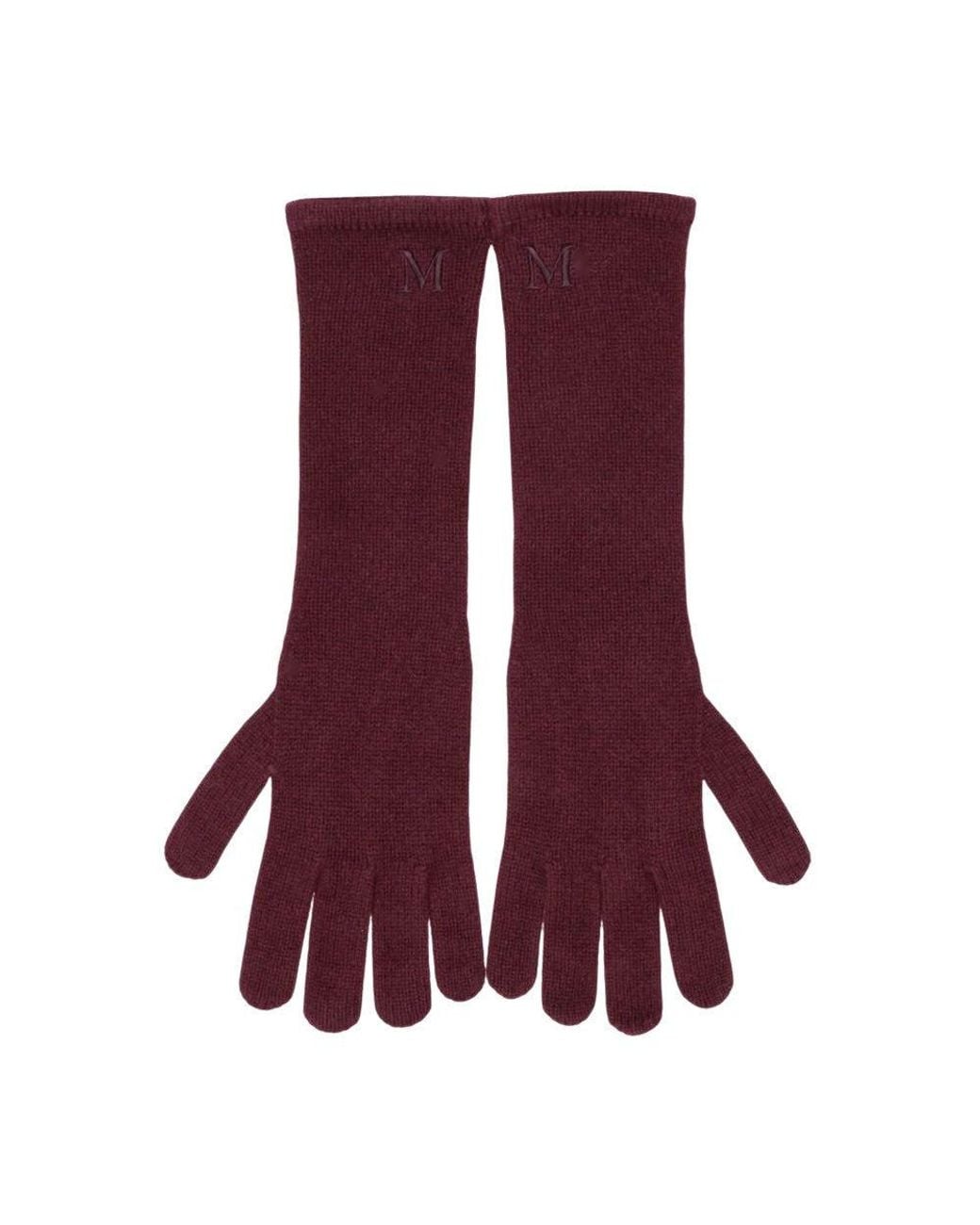 Max Mara Purple Burgundy Logo Gloves