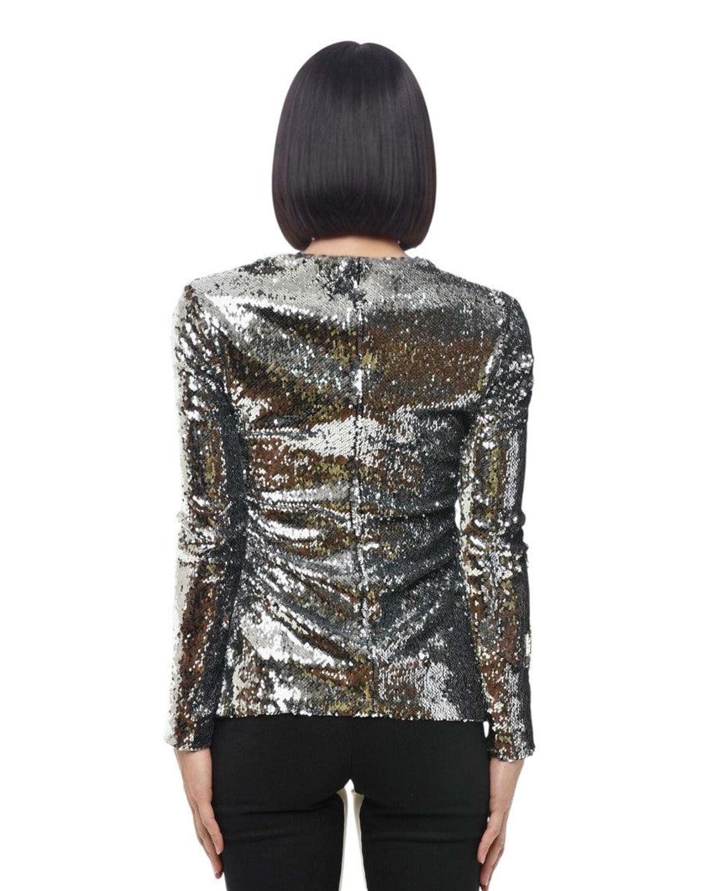 Stella McCartney Metallic Embellished Crew Neck Top