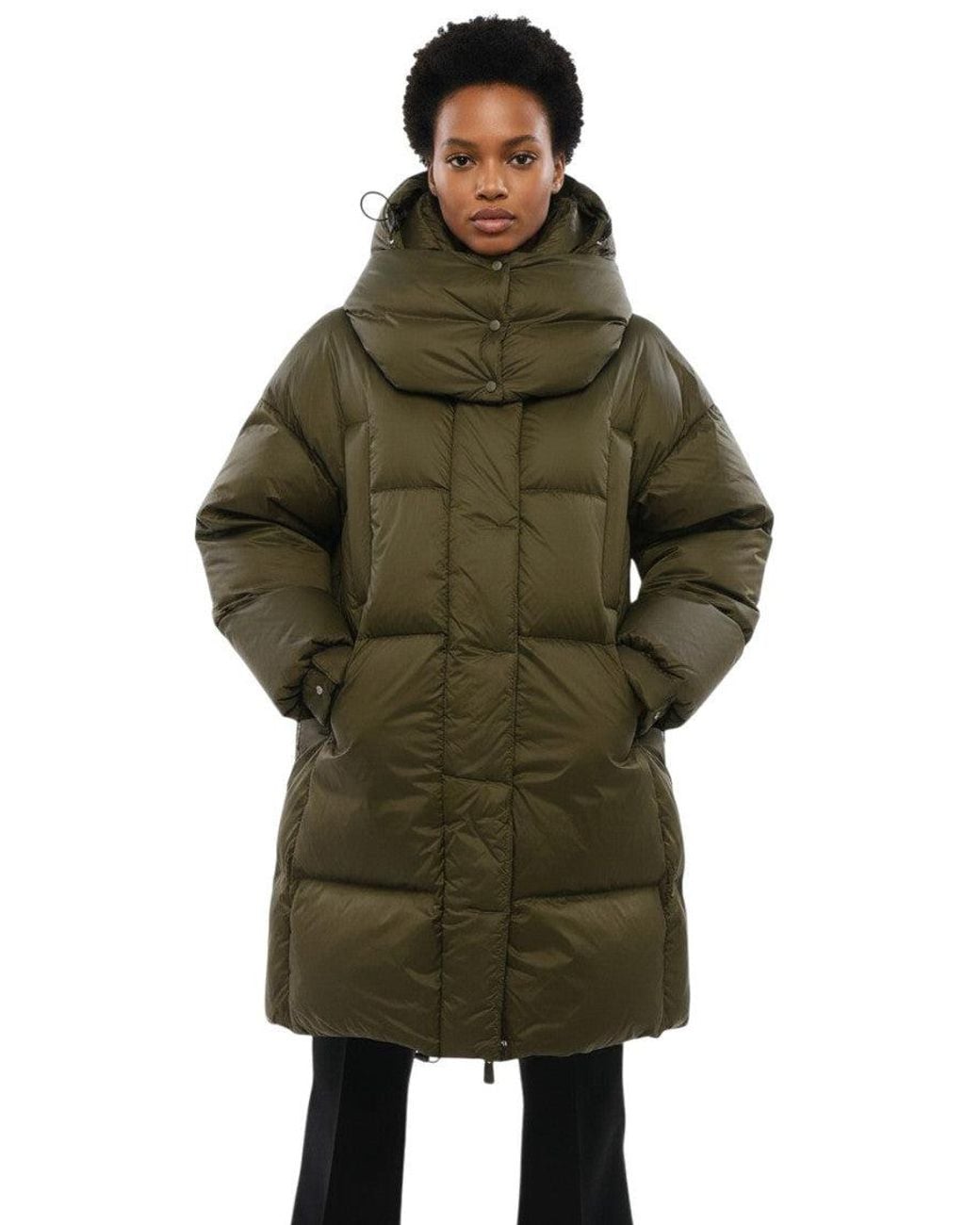Bacon Green Dark Quilted Hood Jacket