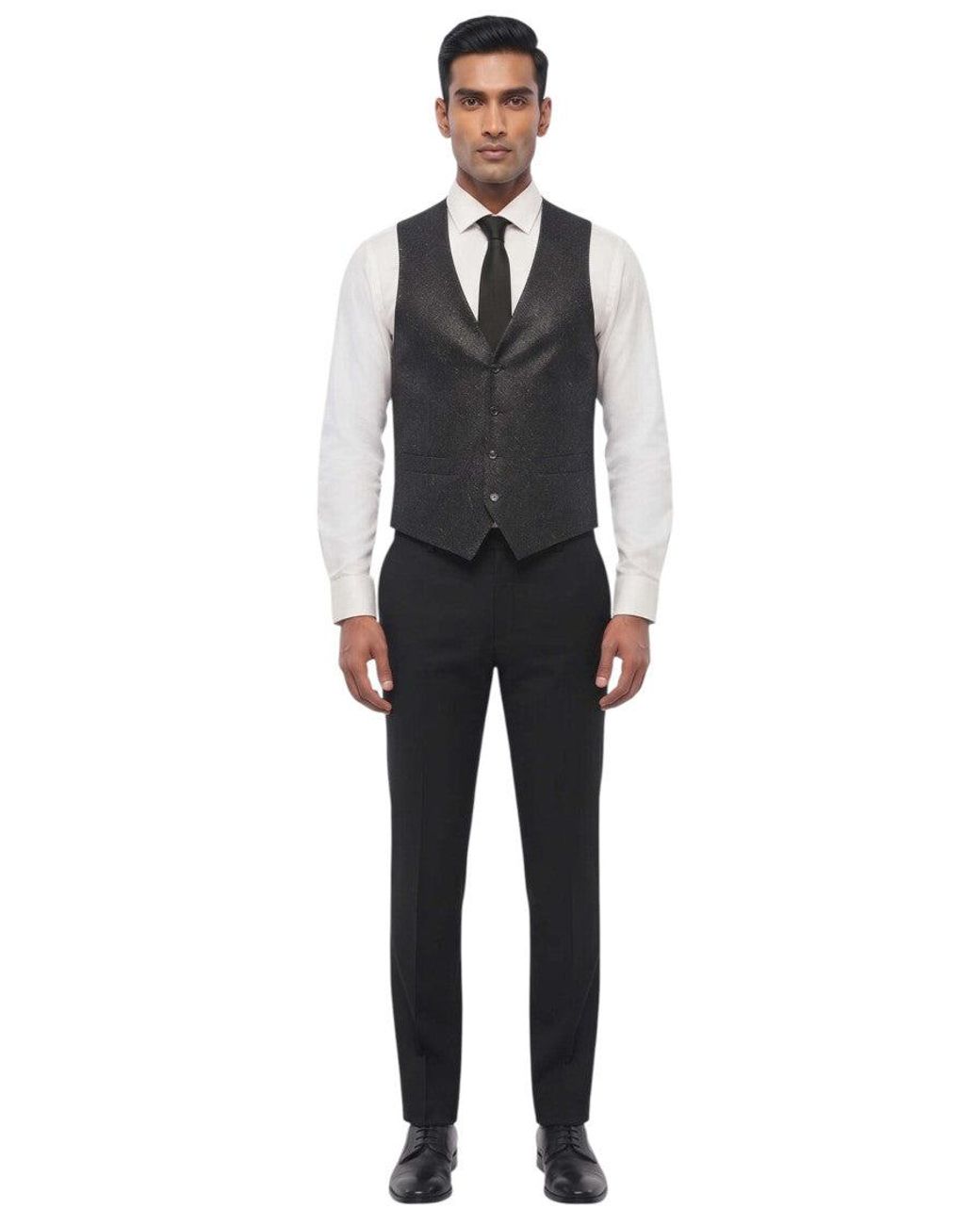 Corneliani Black Textured Waistcoat for men
