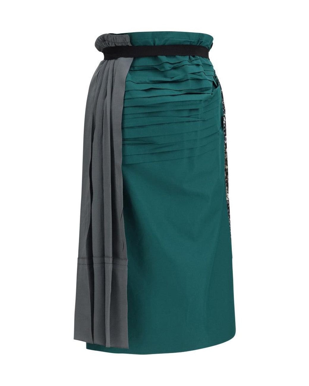 Prada Black Patchwork Midi Skirt With Panel Construction