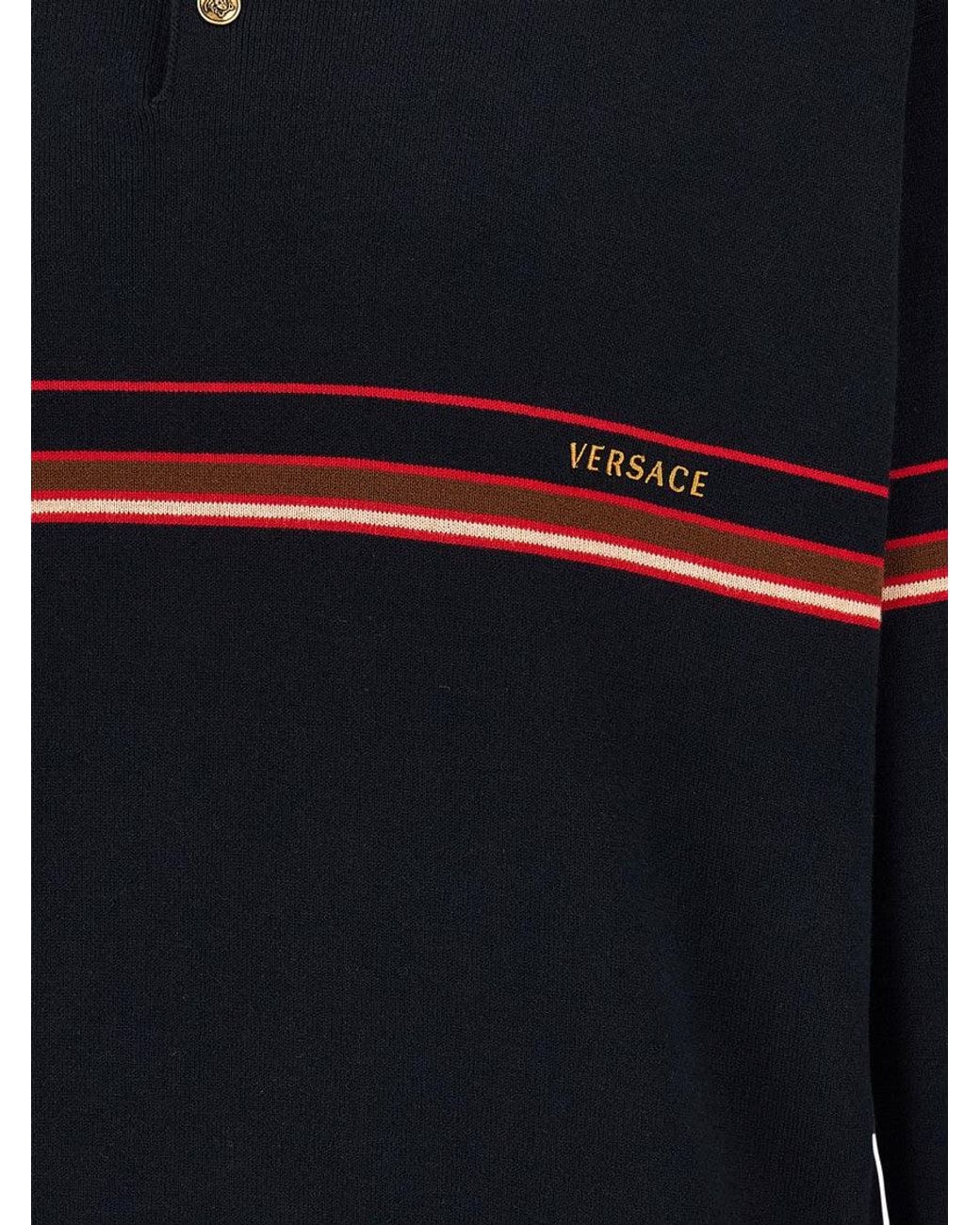 Versace Blue Stripes Shirt Collar Polo for men