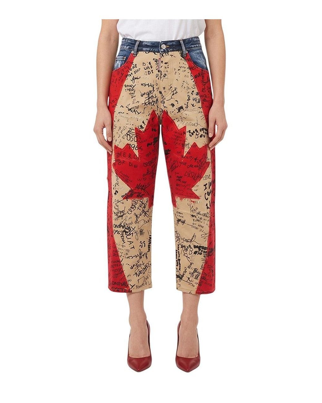 DSquared² Red Straight High Rise Jeans