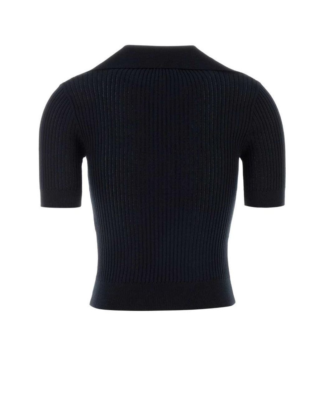 Patou Black Embroidered Shirt Collar Polo