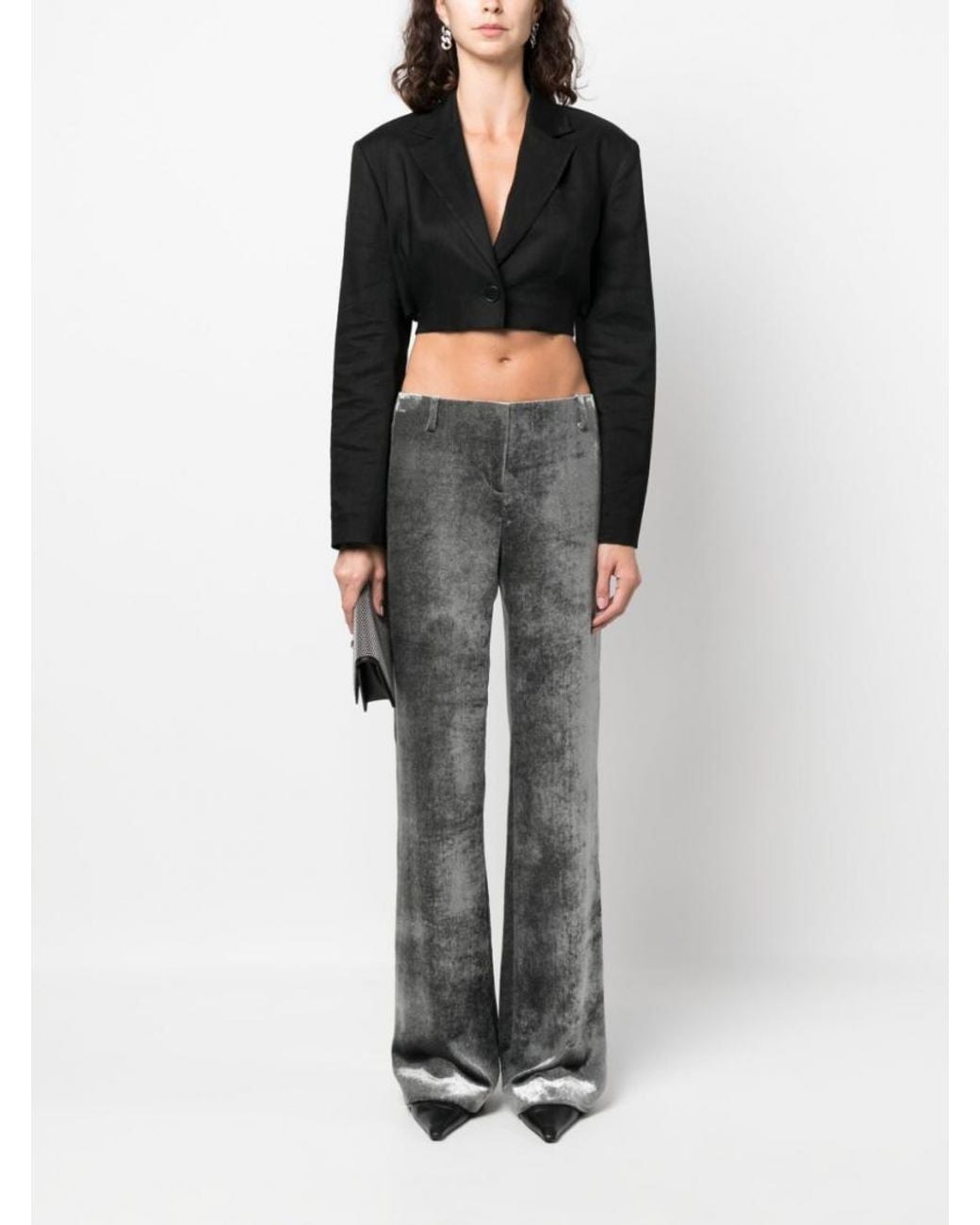 Alberta Ferretti Gray Low-Rise Trousers