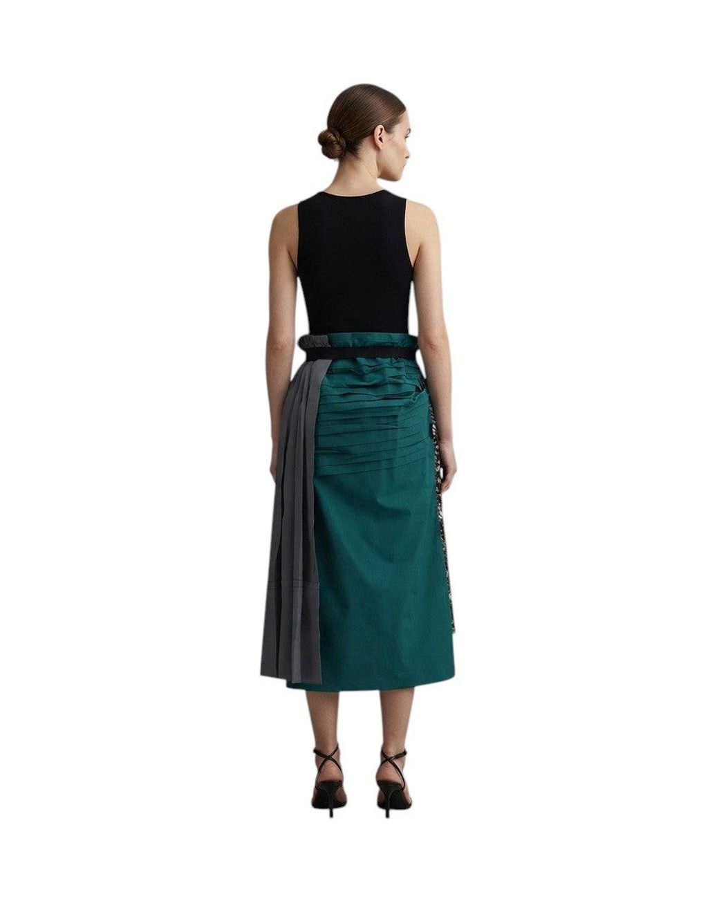 Prada Black Patchwork Midi Skirt With Panel Construction