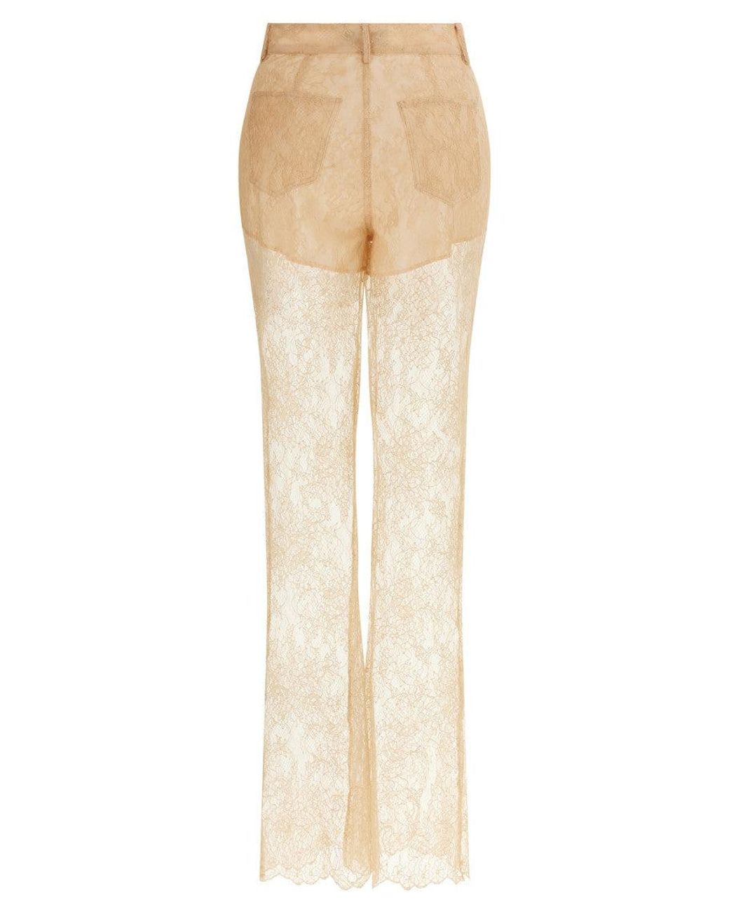 GIUSEPPE DI MORABITO Natural Flared Lace Pants