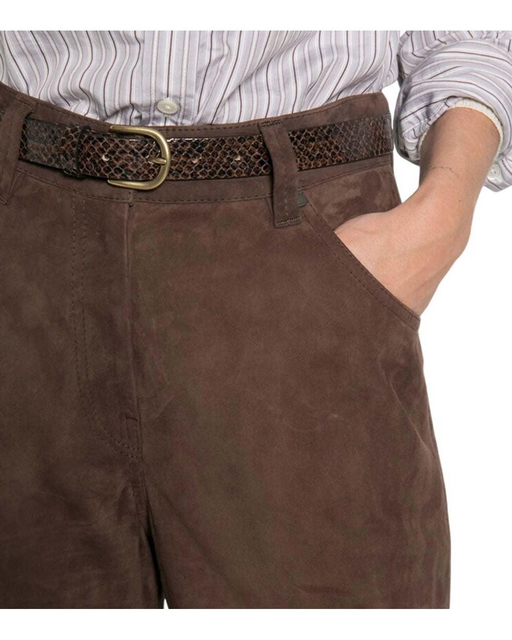 Brunello Cucinelli Brown Flat Front Pants