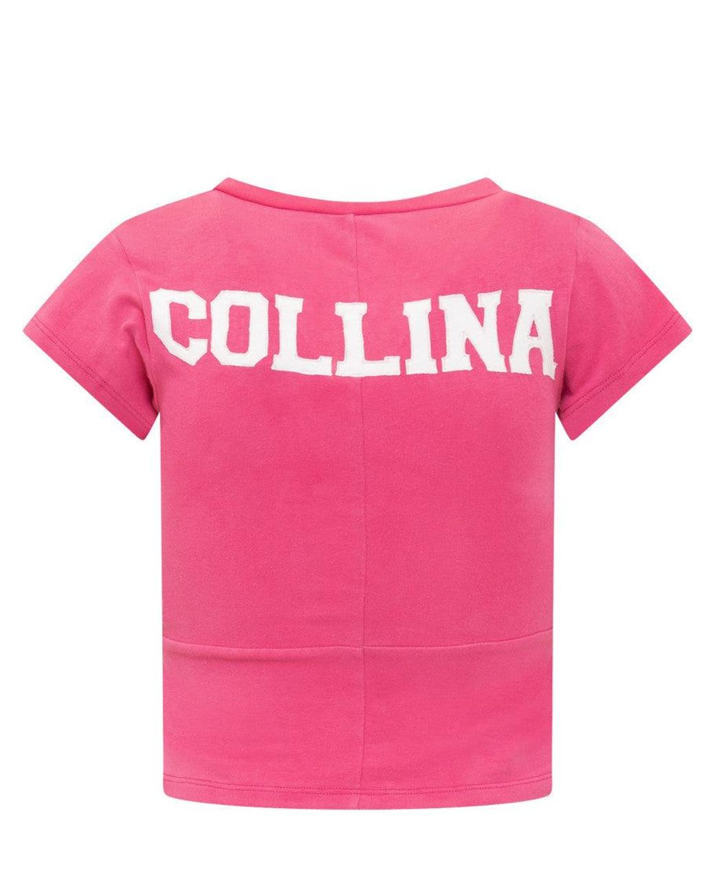 Collina Strada Pink Printed V Neck T-Shirt