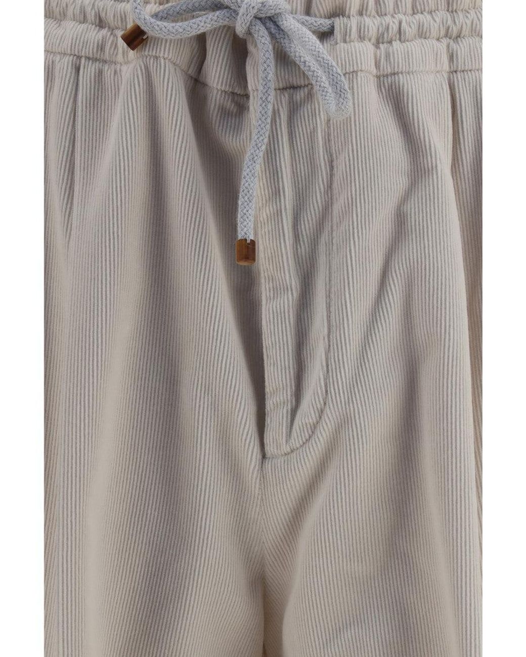 Brunello Cucinelli Gray Corduroy Drawstring Pants Cotton for men