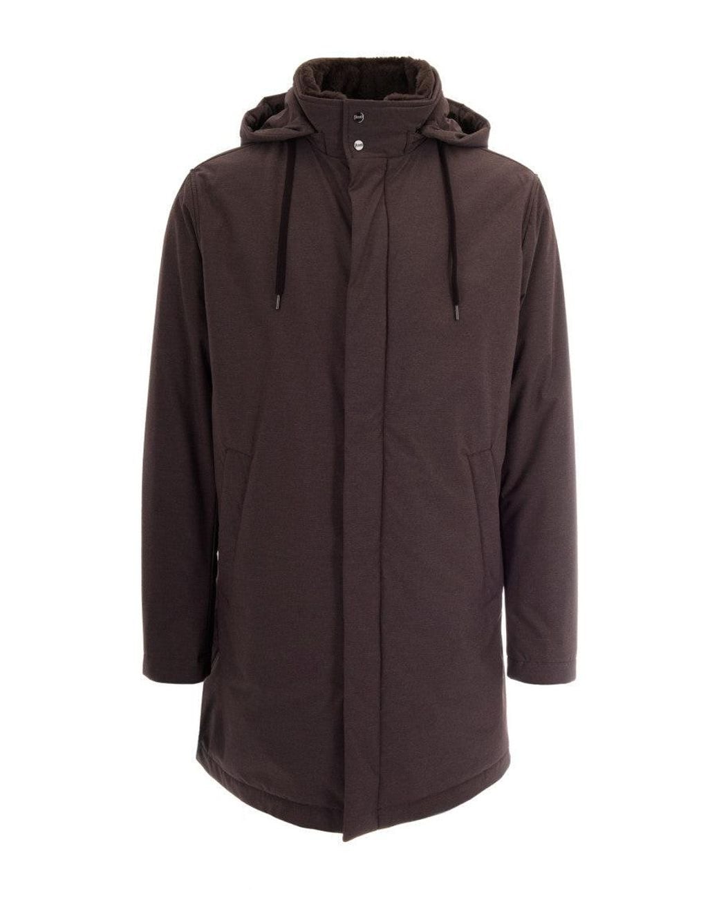 Herno Purple Dark Hooded Coated Nylon Parka for men