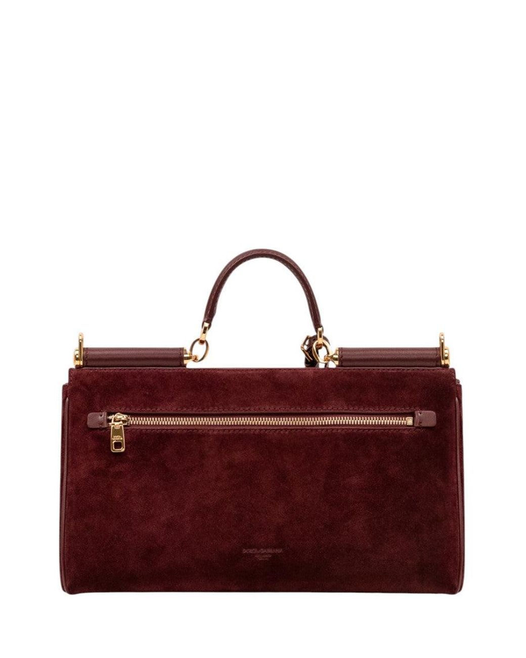 Dolce & Gabbana Purple Burgundy Sicily Medium Satchels