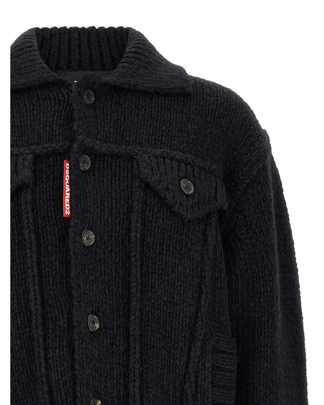 DSquared² Blue Dark Shirt Collar Cardigan for men