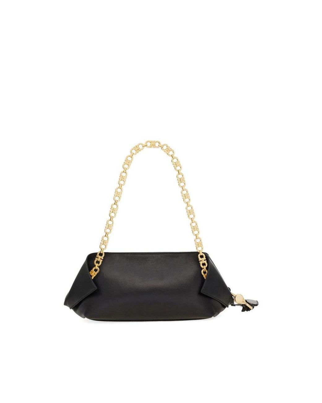 Ferragamo Black Gancini Small Shoulder Bag