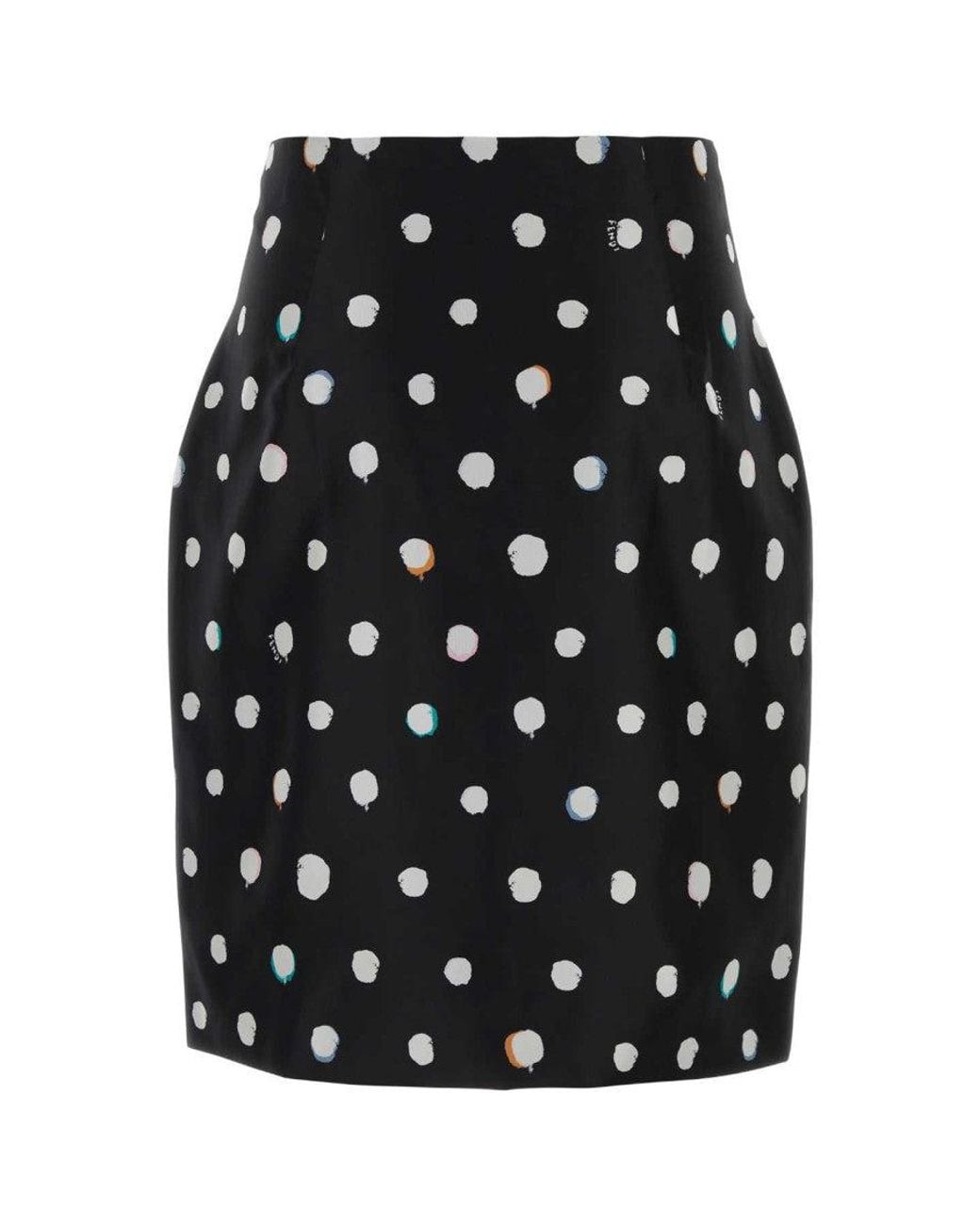 Fendi Black Polka Dot Print Mini Pencil Skirt