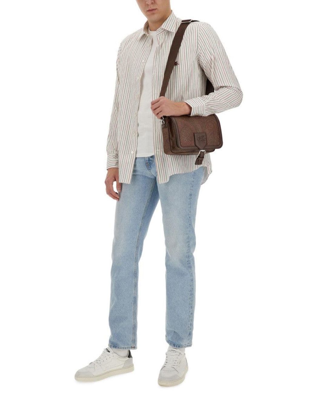 Etro Gray Regular Logo Shirt for men