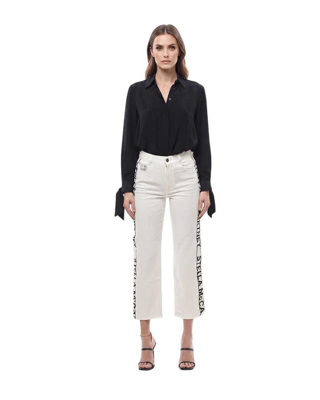 Stella McCartney White Straight High Rise Jeans