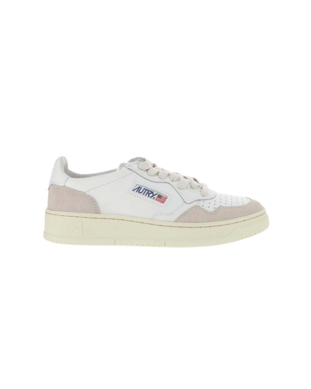 Autry White Leather And Suede Low-Top Sneakers With Embossed Branding