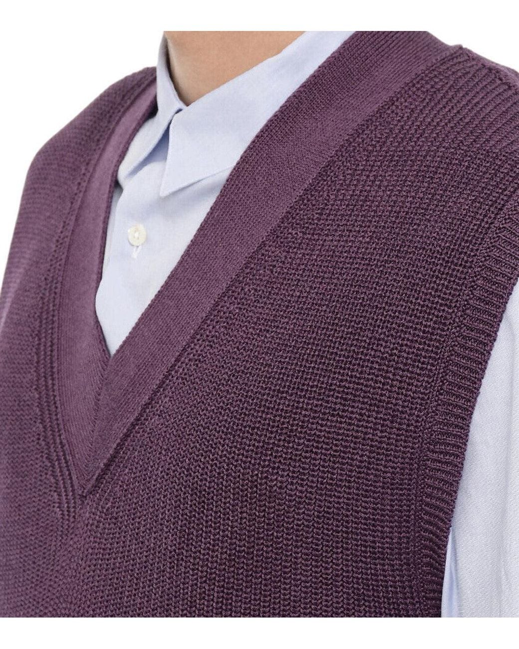 PT01 Purple Sleeveless V Neck Sweater for men