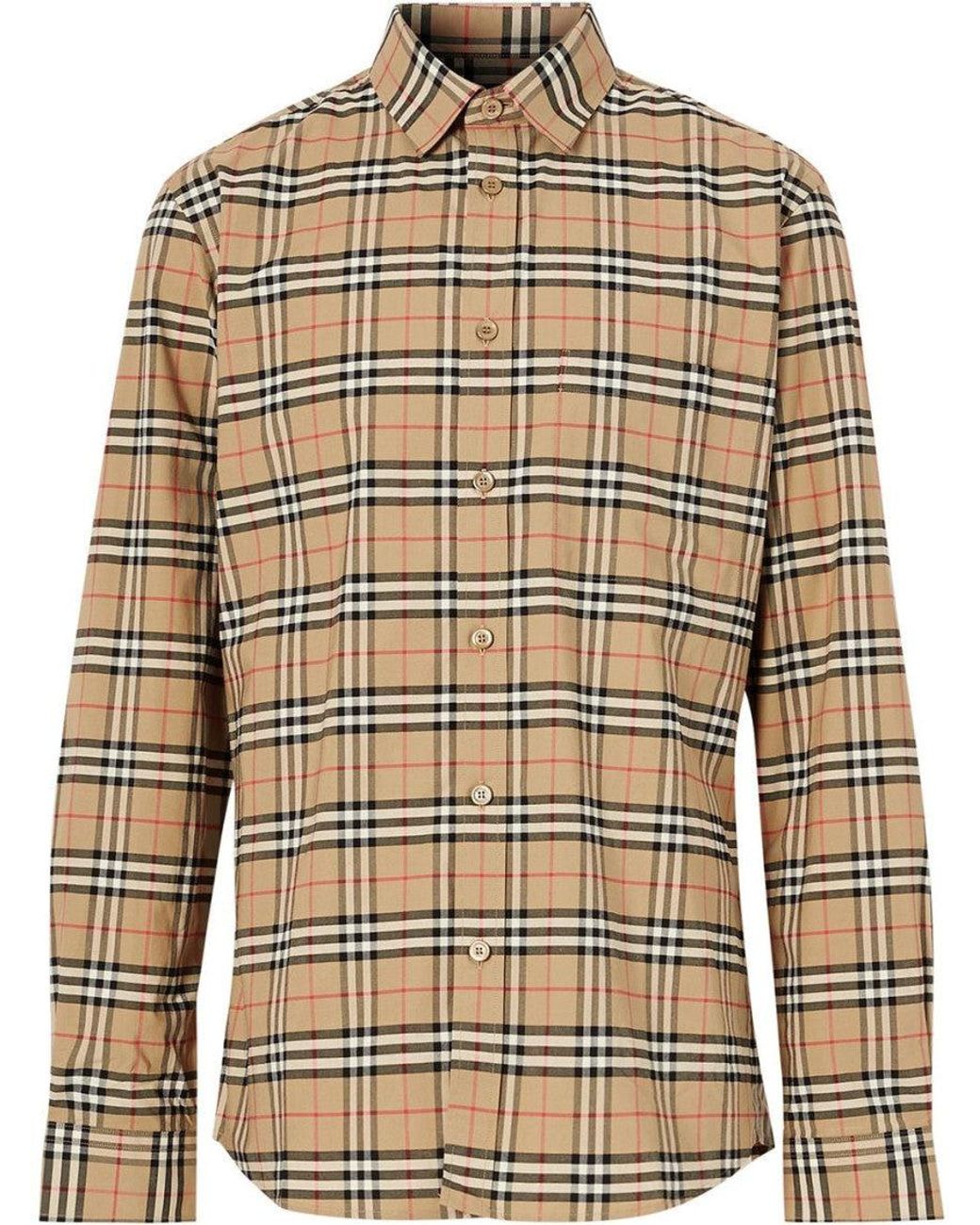 Burberry Natural Check Motif Cotton Shirt for men
