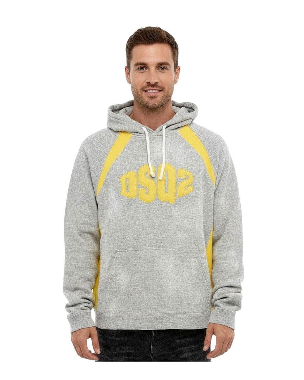 DSquared² Gray Logo Relaxed Hoodie for men