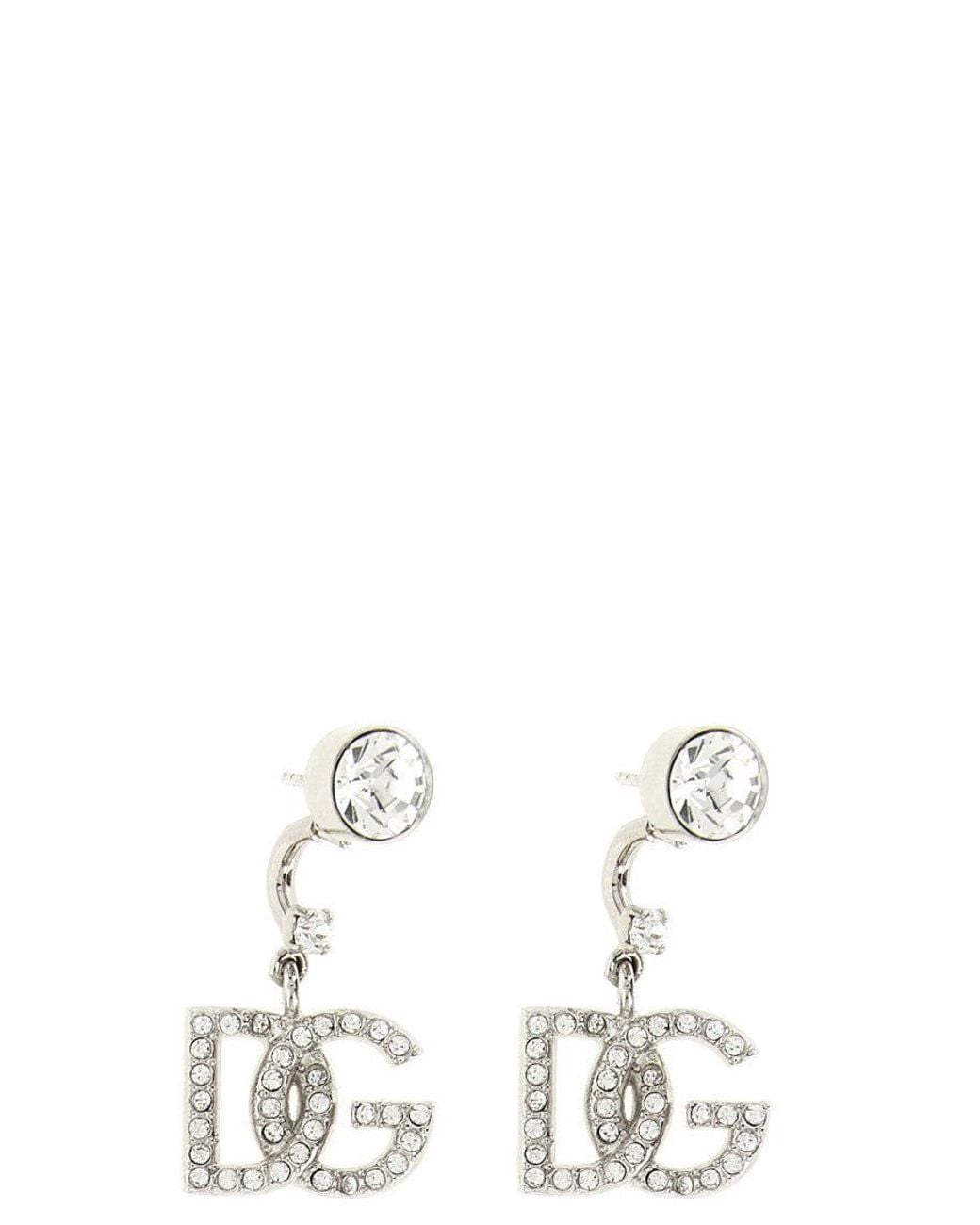Dolce & Gabbana White Holiday Logo Drop Earrings