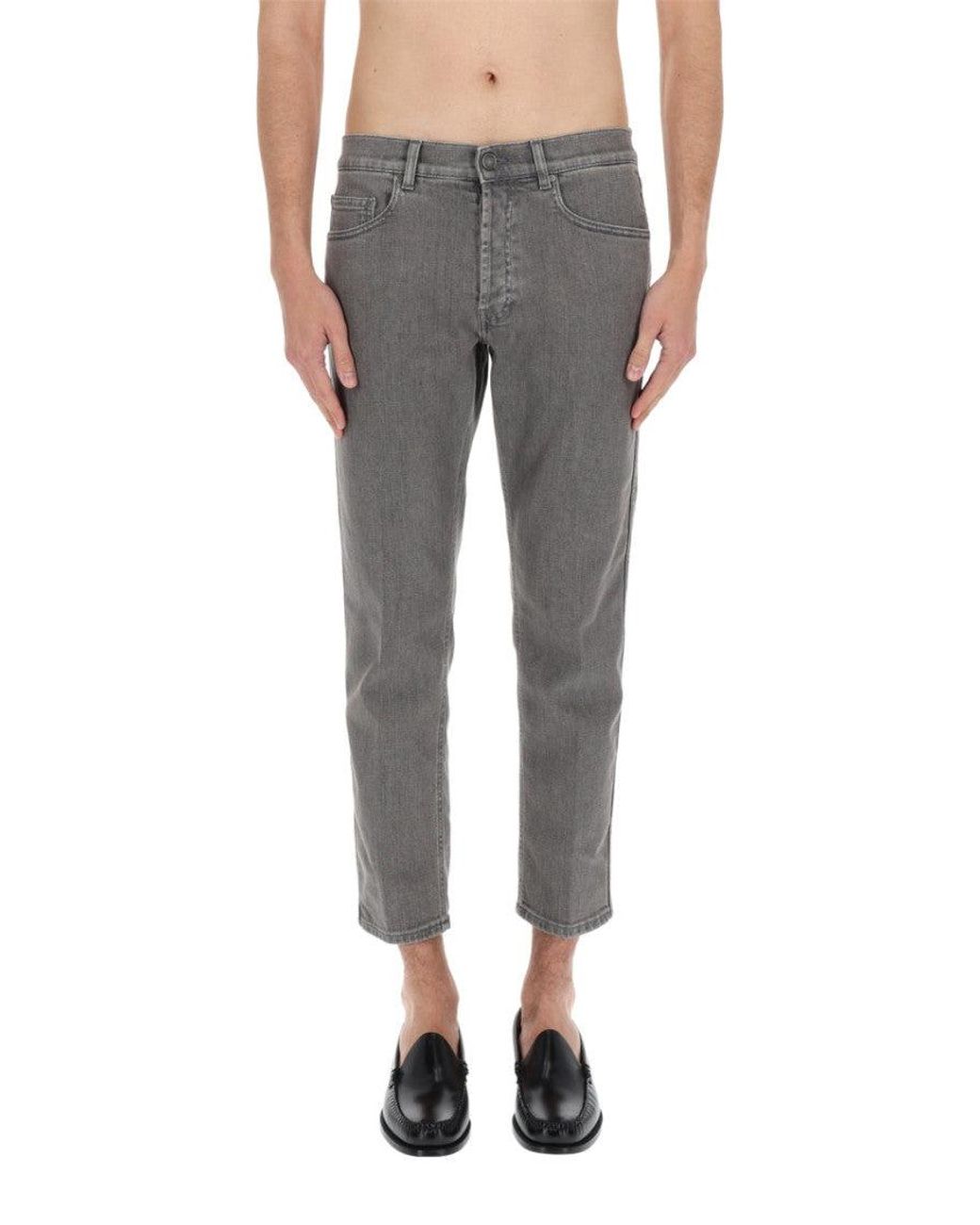 Lardini Gray Mid Rise Jeans for men