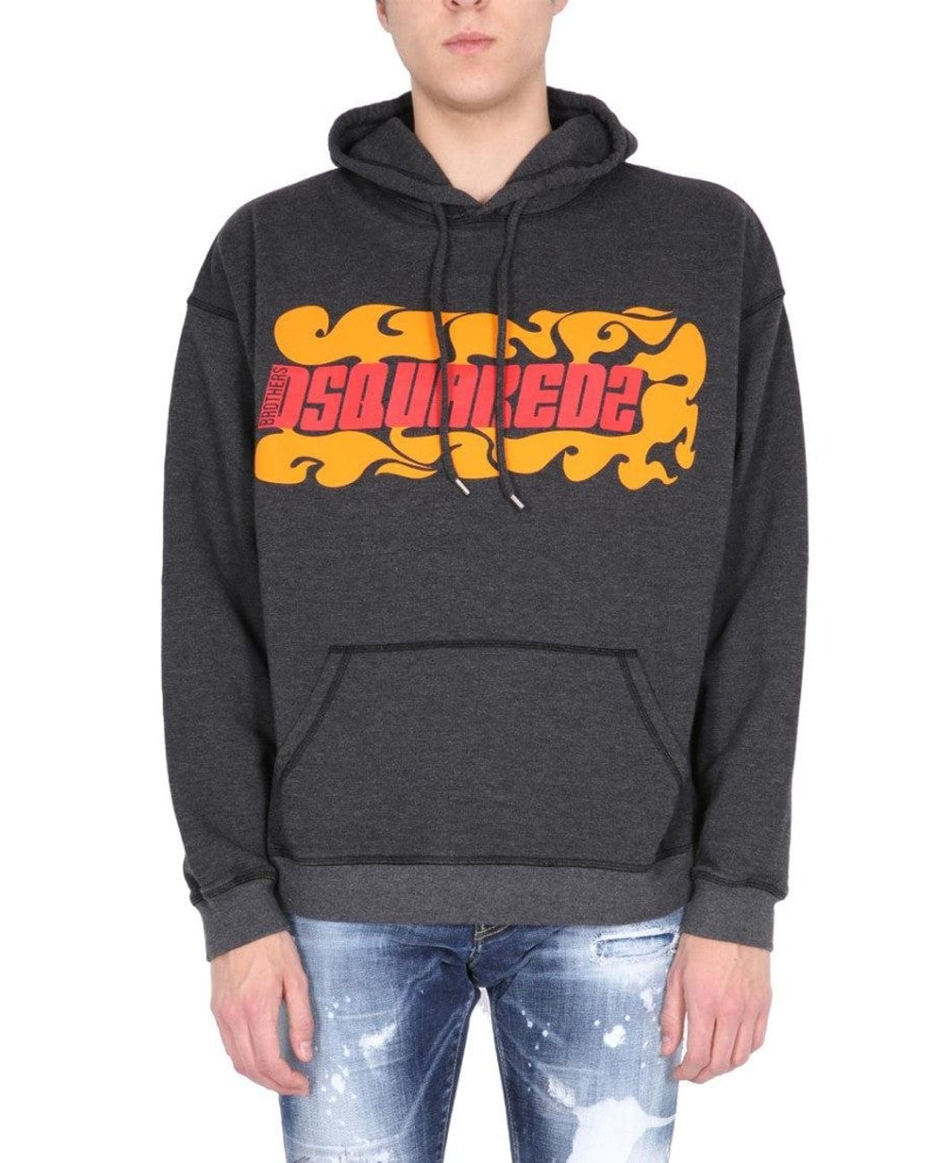 DSquared² Gray Graphic Hood Sweatshirt for men