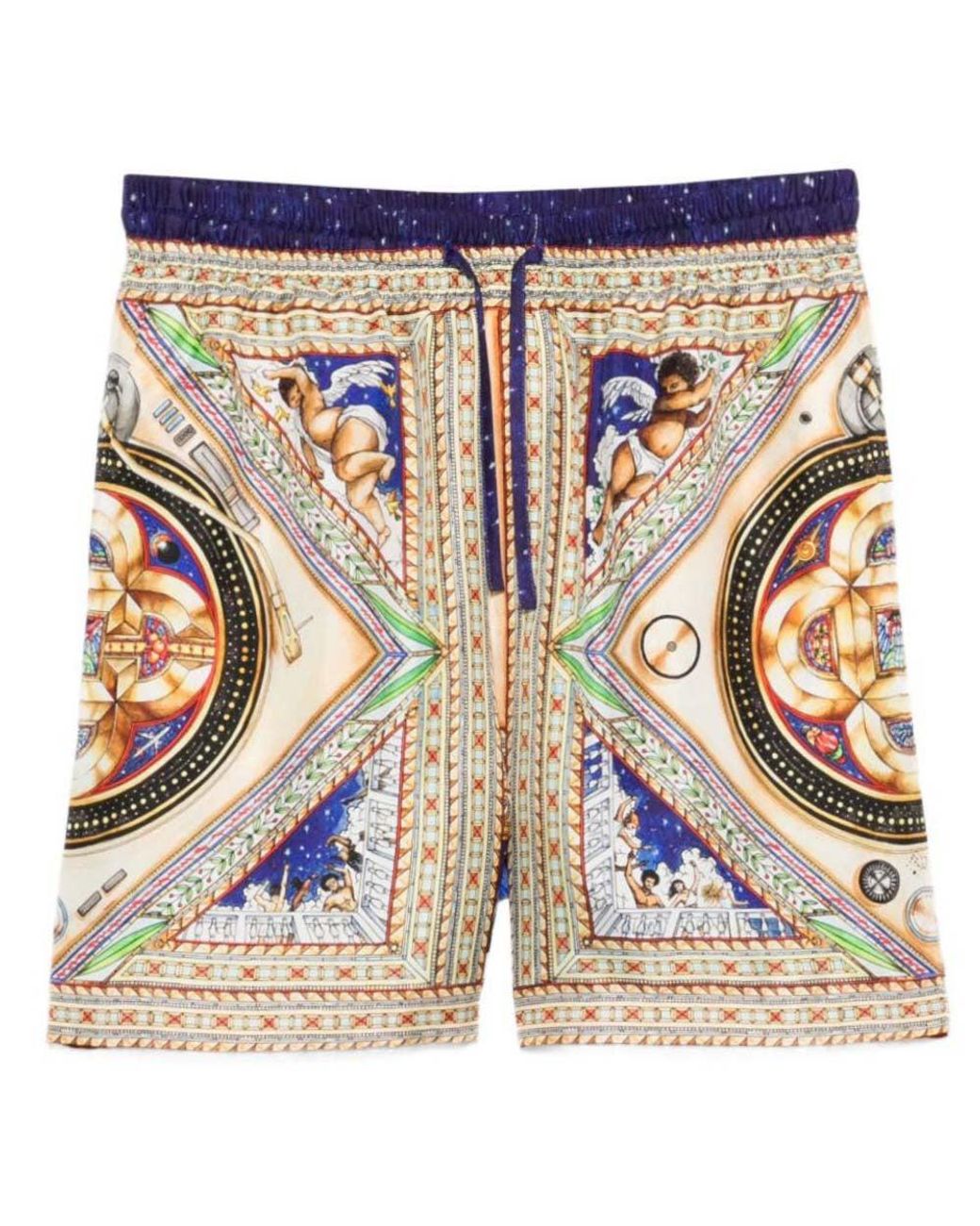 Casablanca Blue Graphic Print Silk Shorts for men