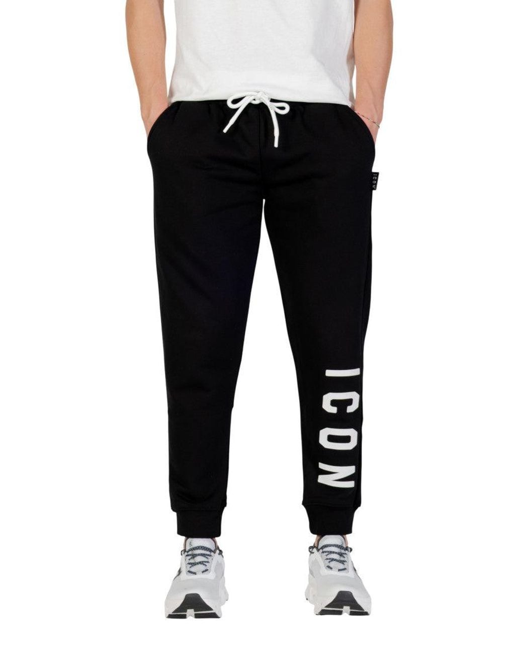 ICON DENIM Black Drawstring Joggers for men