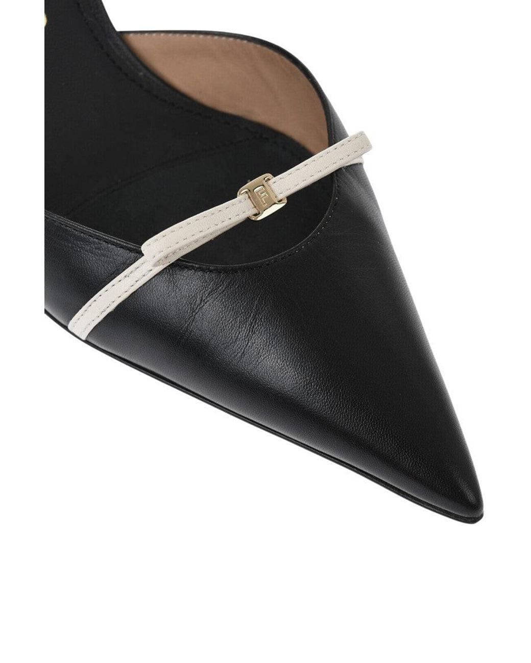 Ferragamo Black Leather Slingback Pumps