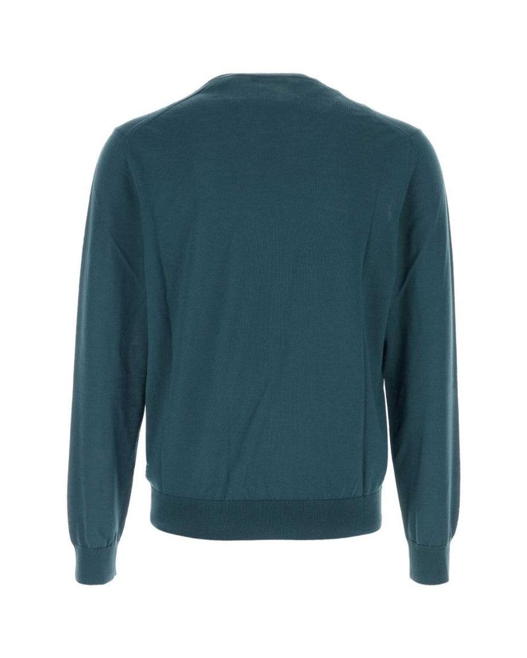 Prada Blue Crew Neck Sweater for men
