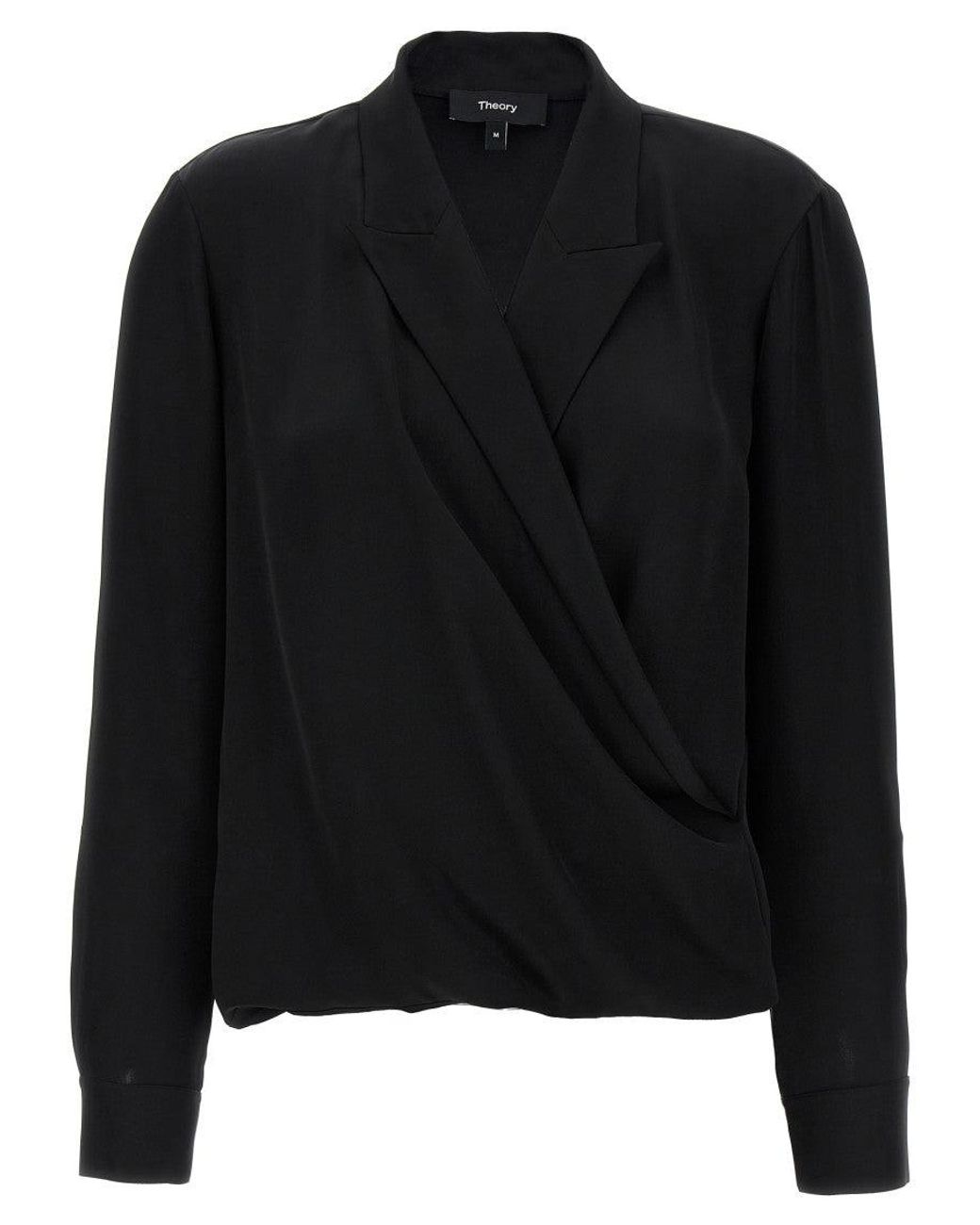 Theory Black Pk Label Wrap Blouse