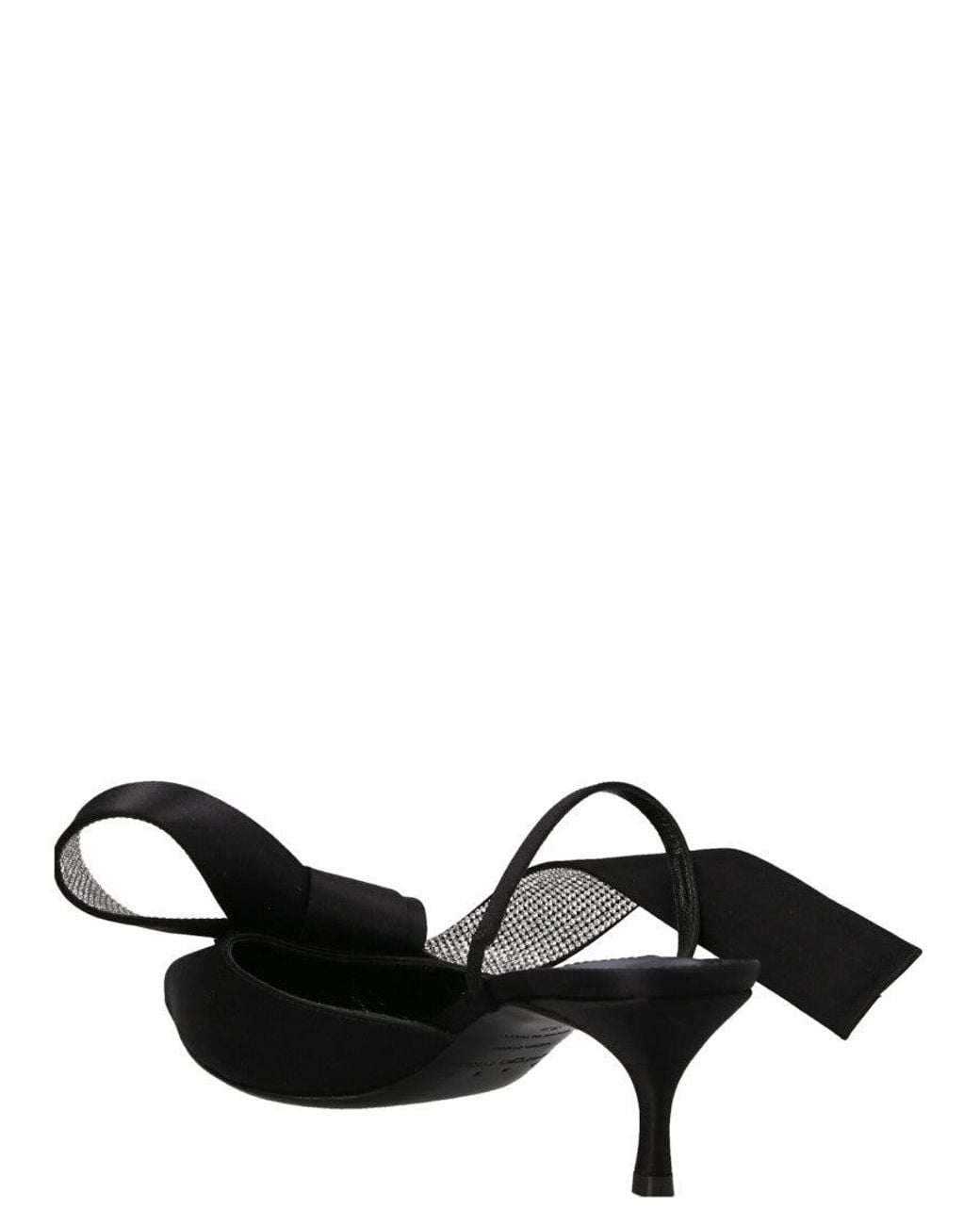 Sergio Rossi Black Satin Mules With Maximal Bow