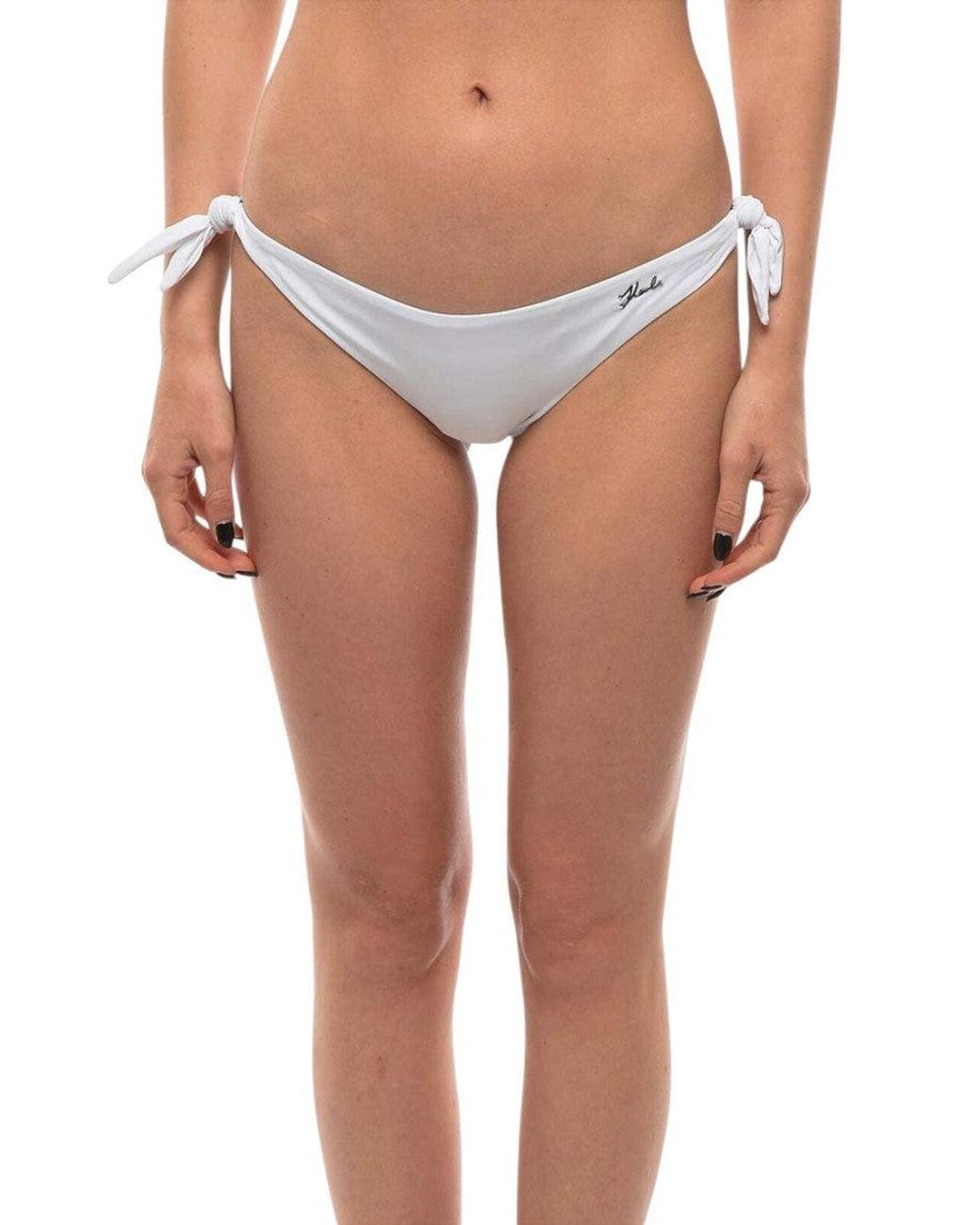 Karl Lagerfeld White Logo Bikini Bottom Swimwear