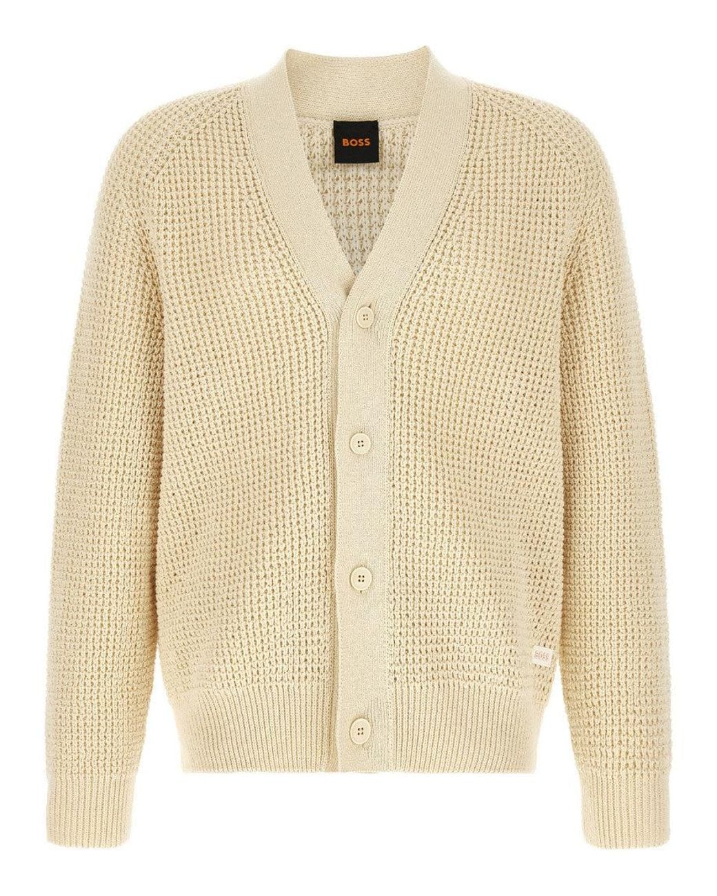 Boss Natural Knitted Cardigan for men