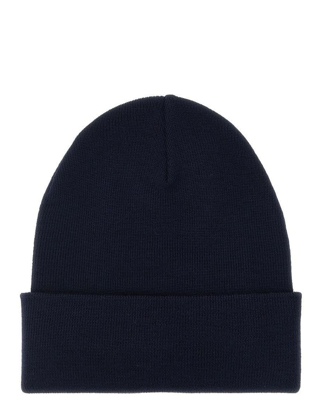 Moncler Blue Dark Logo Beanie Cap for men