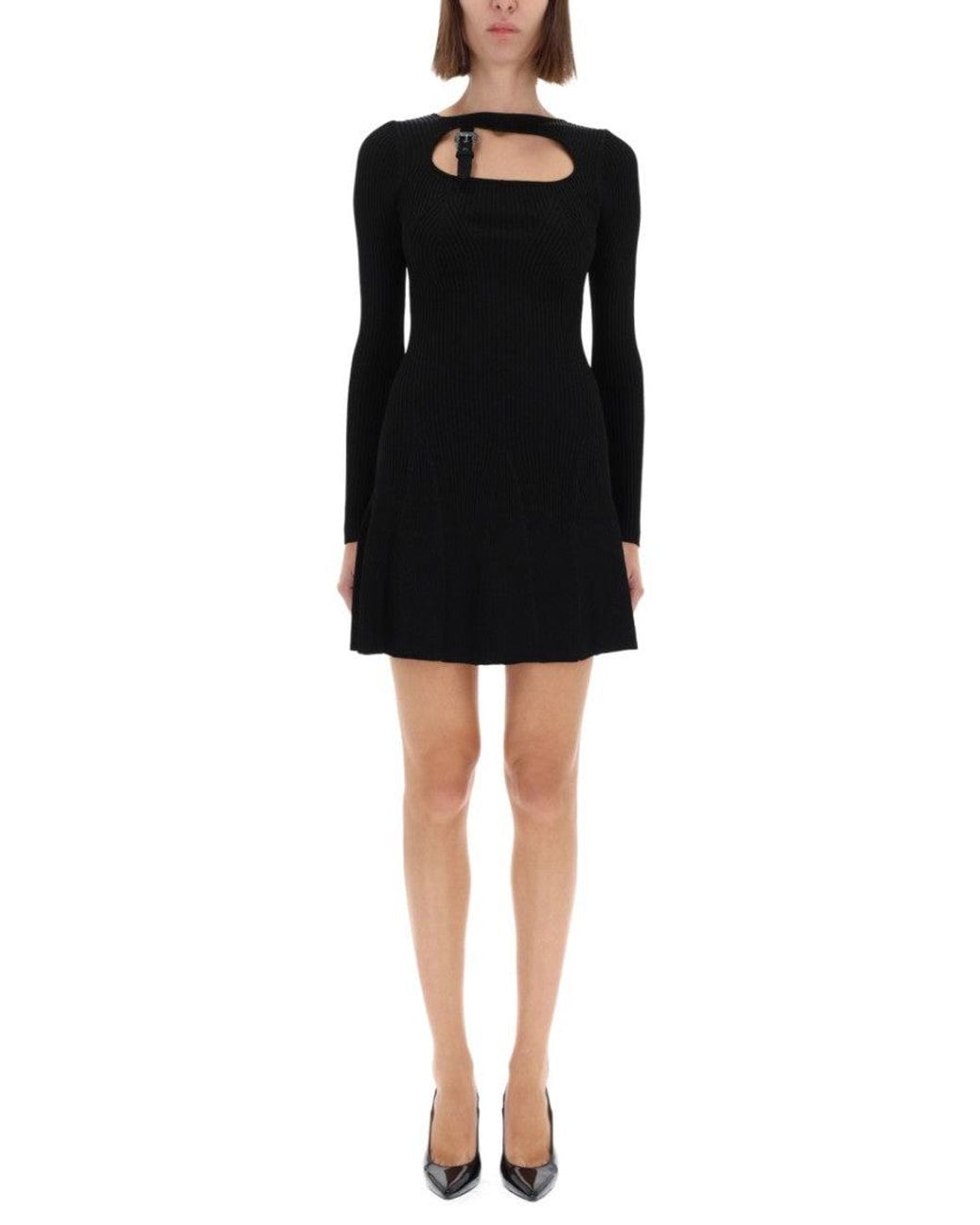 Versace Jeans Couture Black Knitted Round Neck Mini Dress