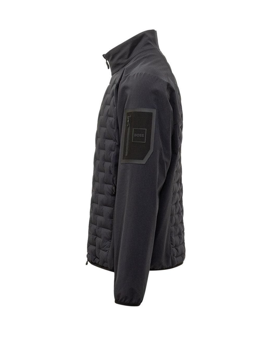 Boss Black Quilted Zipper Jacket for men