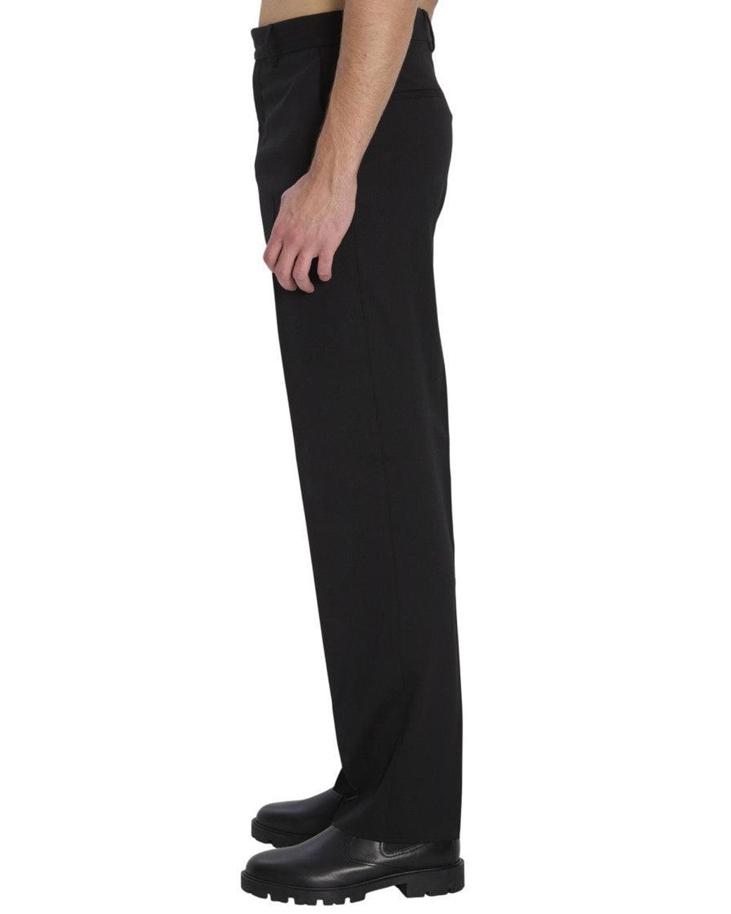 Fendi Black Flat Front Trousers for men